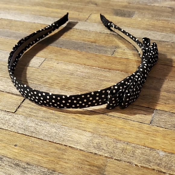Black Hair Band with Cute Bow and White Dots - Picture 3 of 5